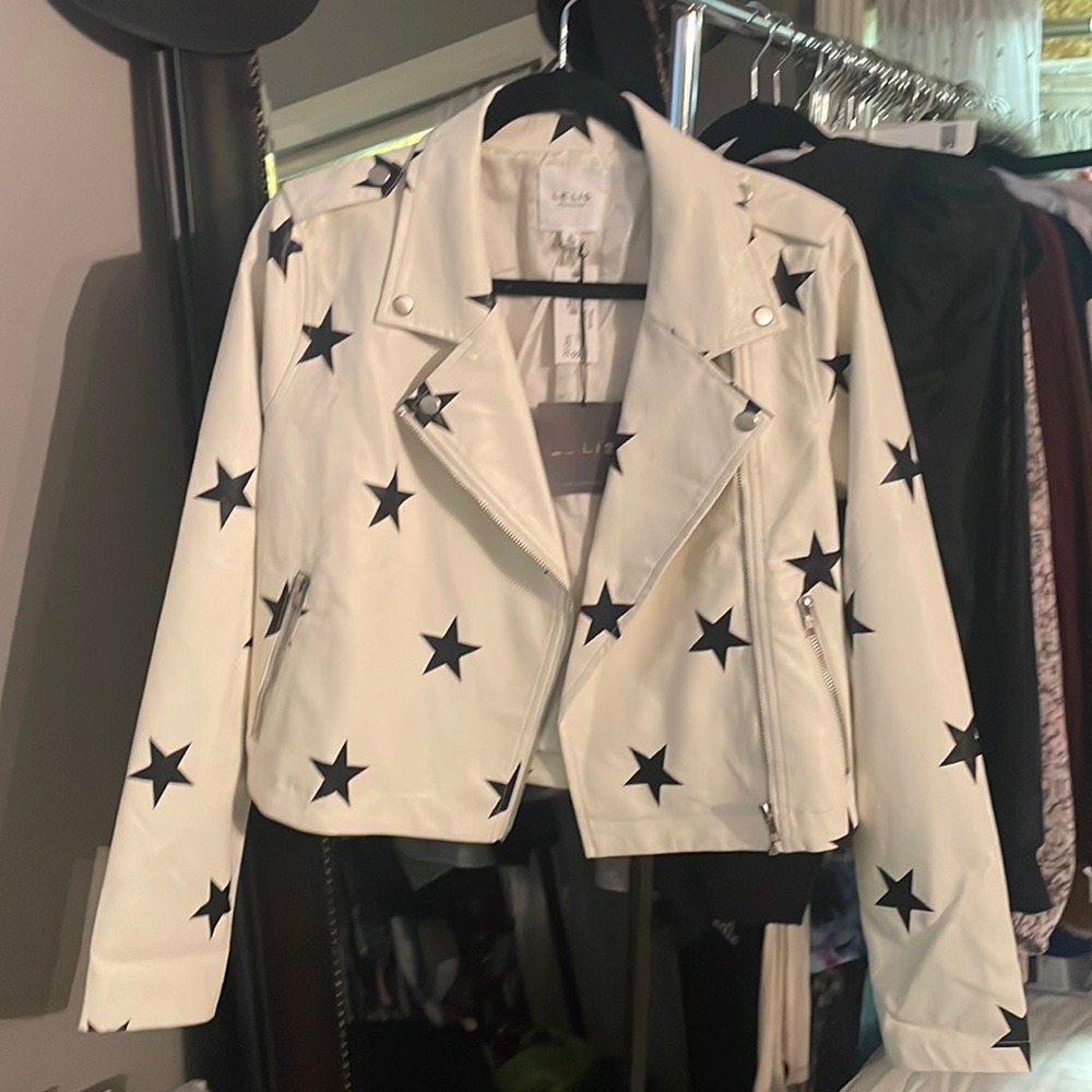 NWT LE LIS faux leather Moto jacket
